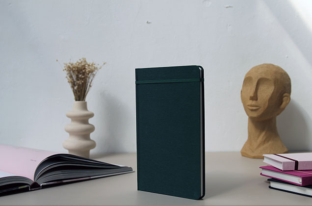 Cahier A5 Toile du Marais – coloris Vert Forêt