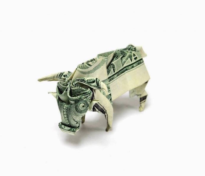 origami taureau dollar