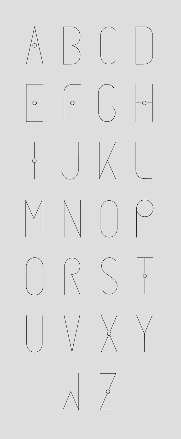 alphabet minimaliste typographie